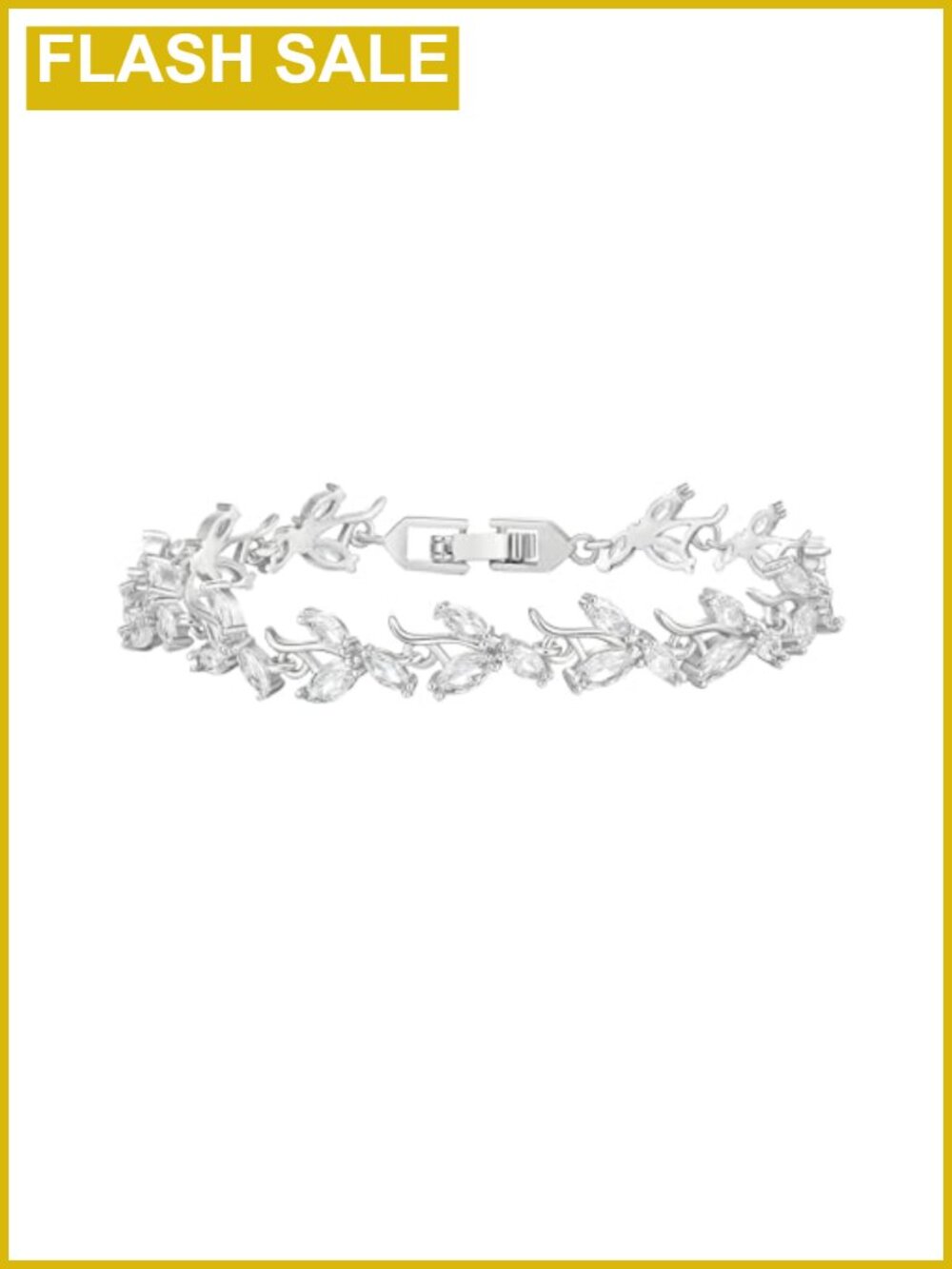 White Gold-Plated Marquise Cubic Zirconia Tennis Bracelet Wedding Bridal